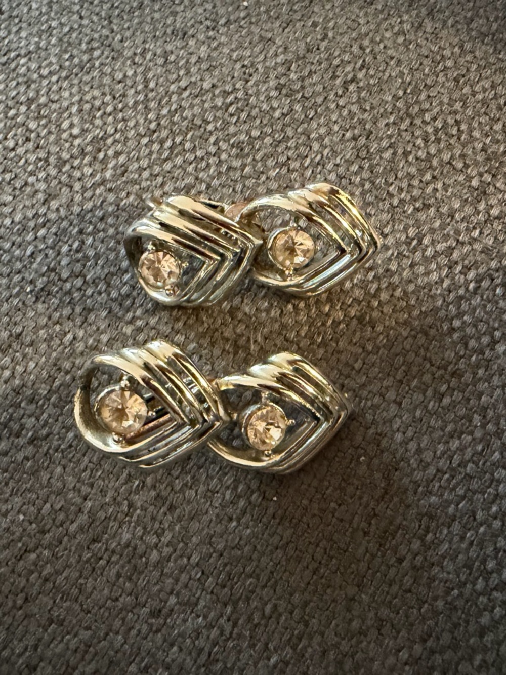 Vintage Silver-Tone Crystal Knot clip on Earrings Cocktail formal classic